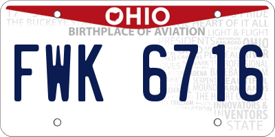OH license plate FWK6716