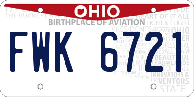 OH license plate FWK6721