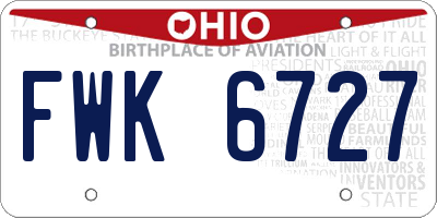 OH license plate FWK6727