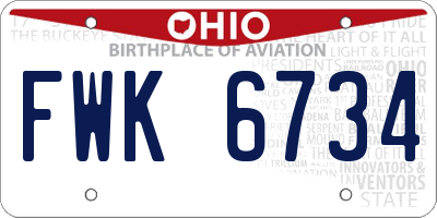 OH license plate FWK6734