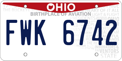OH license plate FWK6742