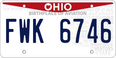 OH license plate FWK6746