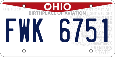 OH license plate FWK6751