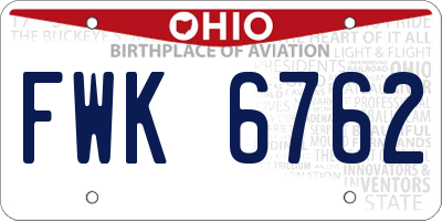 OH license plate FWK6762