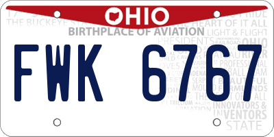 OH license plate FWK6767