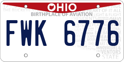 OH license plate FWK6776