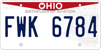 OH license plate FWK6784
