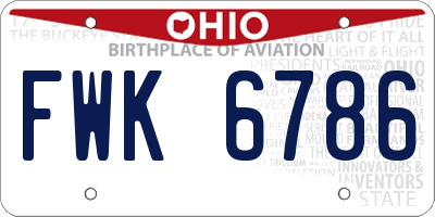 OH license plate FWK6786