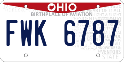 OH license plate FWK6787