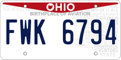 OH license plate FWK6794