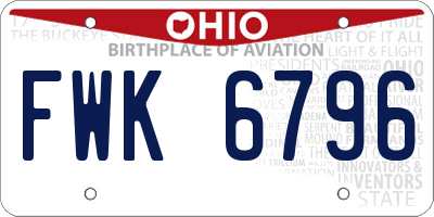 OH license plate FWK6796