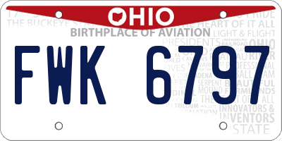 OH license plate FWK6797