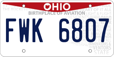OH license plate FWK6807