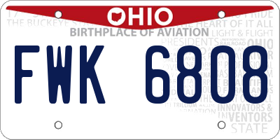 OH license plate FWK6808