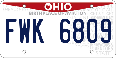 OH license plate FWK6809