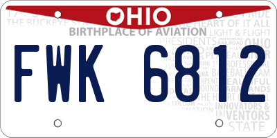 OH license plate FWK6812