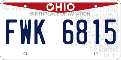 OH license plate FWK6815