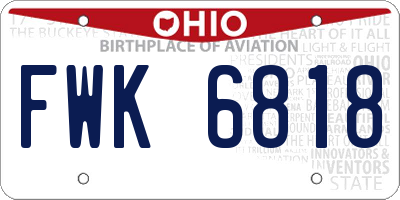 OH license plate FWK6818