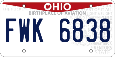 OH license plate FWK6838