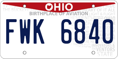 OH license plate FWK6840