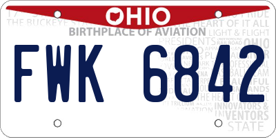 OH license plate FWK6842