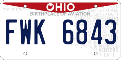 OH license plate FWK6843