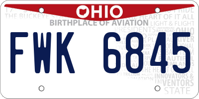 OH license plate FWK6845
