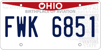 OH license plate FWK6851