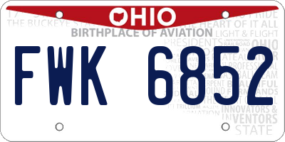 OH license plate FWK6852