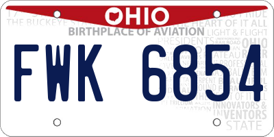 OH license plate FWK6854