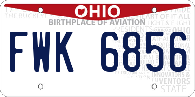 OH license plate FWK6856