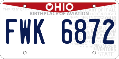 OH license plate FWK6872