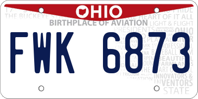 OH license plate FWK6873