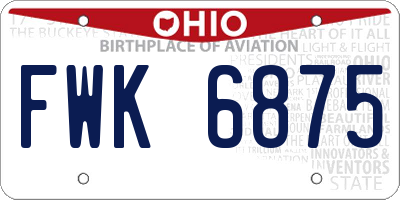 OH license plate FWK6875