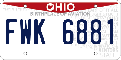 OH license plate FWK6881
