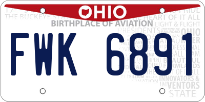 OH license plate FWK6891