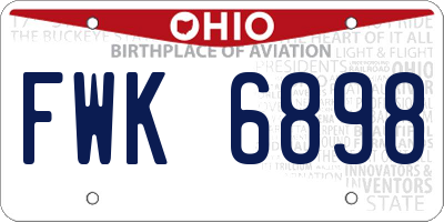 OH license plate FWK6898
