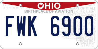 OH license plate FWK6900