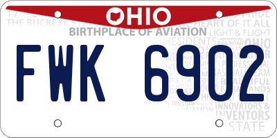 OH license plate FWK6902