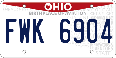 OH license plate FWK6904