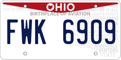 OH license plate FWK6909