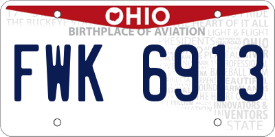 OH license plate FWK6913