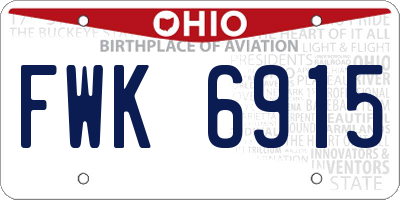 OH license plate FWK6915