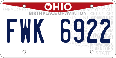 OH license plate FWK6922