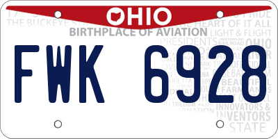 OH license plate FWK6928