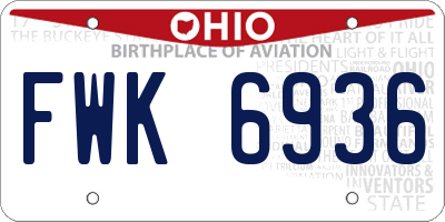 OH license plate FWK6936