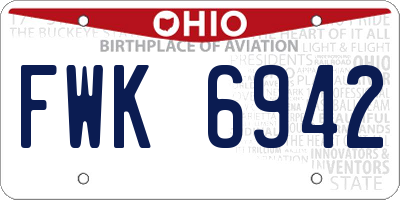 OH license plate FWK6942