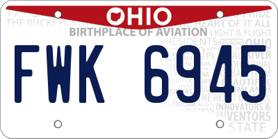 OH license plate FWK6945