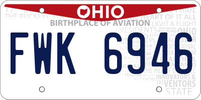 OH license plate FWK6946