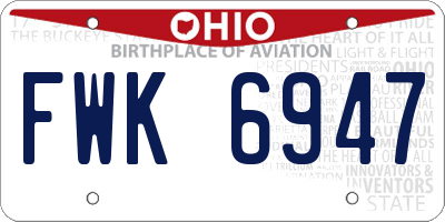 OH license plate FWK6947